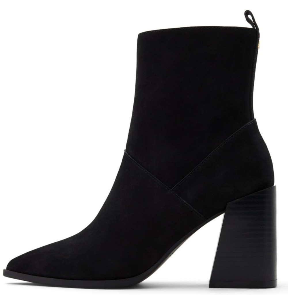 Aldo Bethanny Women Ankle Boots, Pointed Toe Block Heel Black Seuede Size 9 M